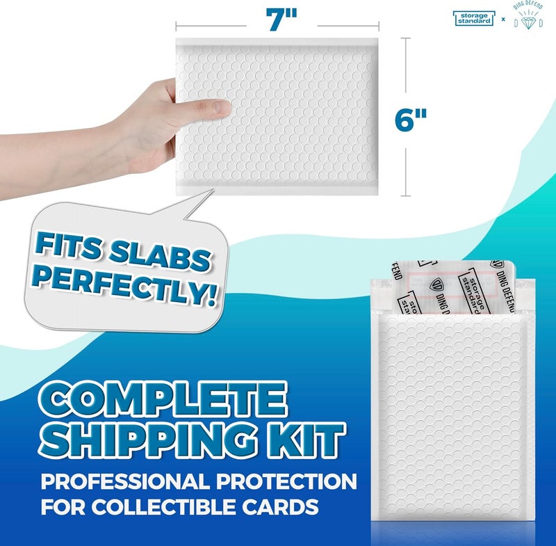 Storage Standard Ding Defend Card Shipping Kit Envelope Bubble Mailers - Includes 110 4’’ x 6’’ Semi-Transparent Small Padded Envelopes/Protectors, 55 Small Bubble Mailers, 240 Tape Seals for Collectible Cards & Slabs - Image 5